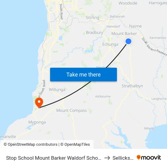 Stop School Mount Barker Waldorf School Sims Rd to Sellicks Hill map