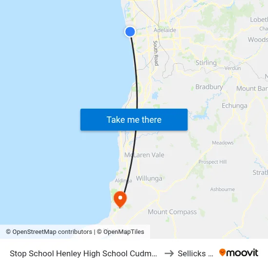 Stop School Henley High School Cudmore Tce to Sellicks Hill map