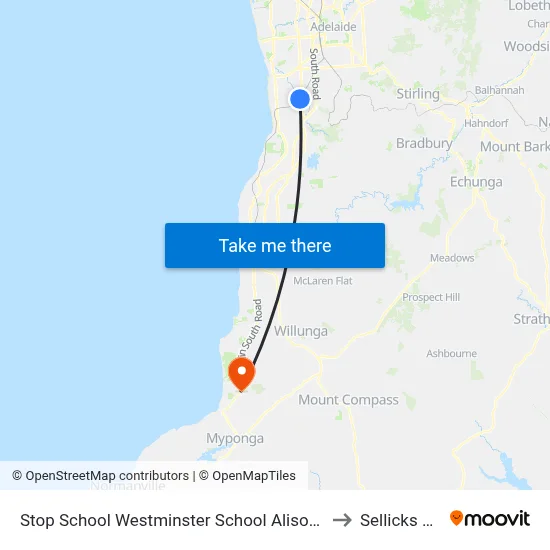 Stop School Westminster School Alison Av to Sellicks Hill map