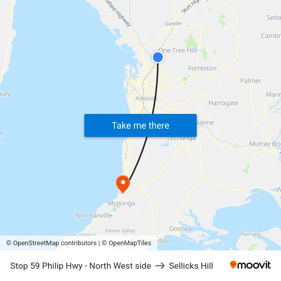 Stop 59 Philip Hwy - North West side to Sellicks Hill map