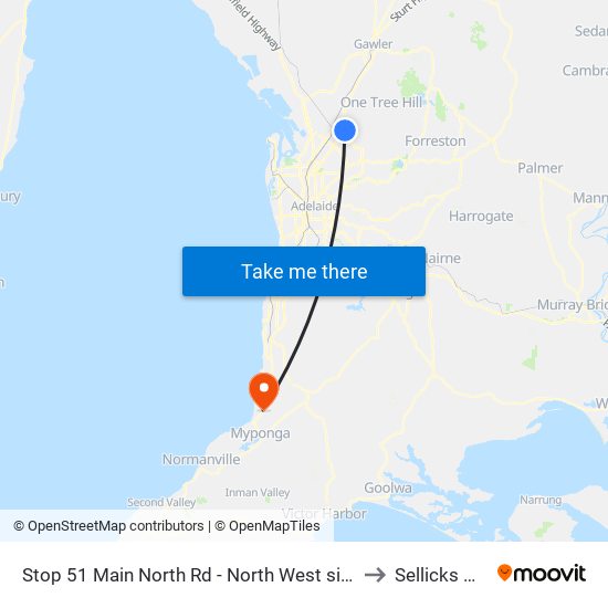 Stop 51 Main North Rd - North West side to Sellicks Hill map