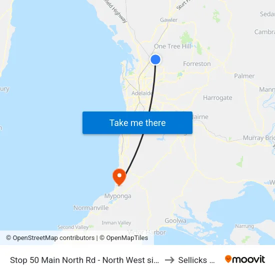 Stop 50 Main North Rd - North West side to Sellicks Hill map