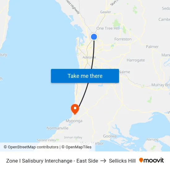 Zone I Salisbury Interchange - East Side to Sellicks Hill map