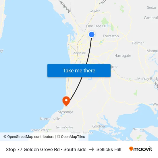 Stop 77 Golden Grove Rd - South side to Sellicks Hill map