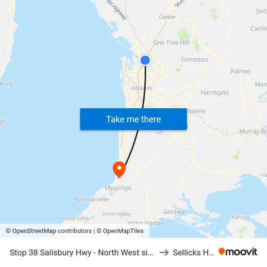 Stop 38 Salisbury Hwy - North West side to Sellicks Hill map