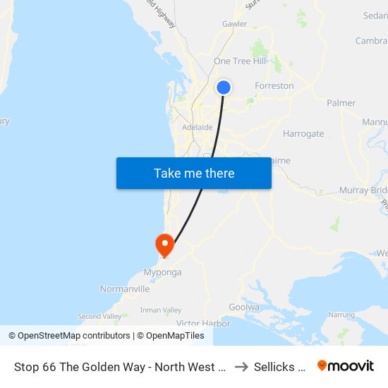 Stop 66 The Golden Way - North West side to Sellicks Hill map