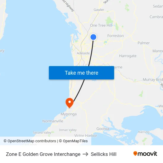 Zone E Golden Grove Interchange to Sellicks Hill map