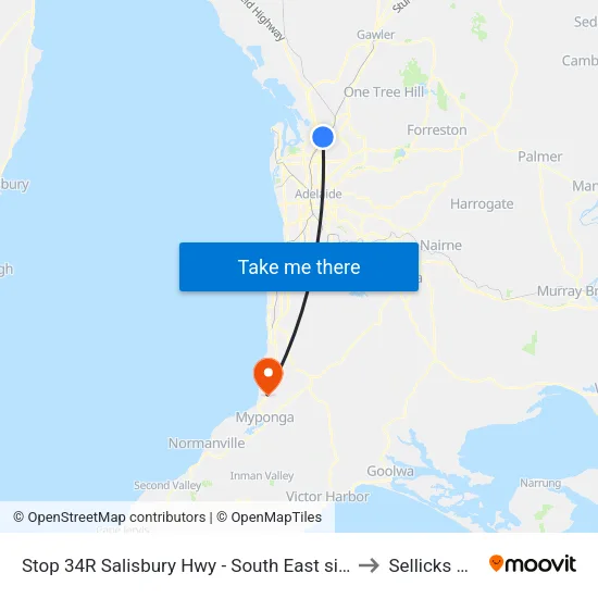 Stop 34R Salisbury Hwy - South East side to Sellicks Hill map