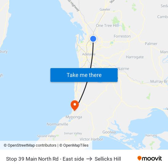 Stop 39 Main North Rd - East side to Sellicks Hill map