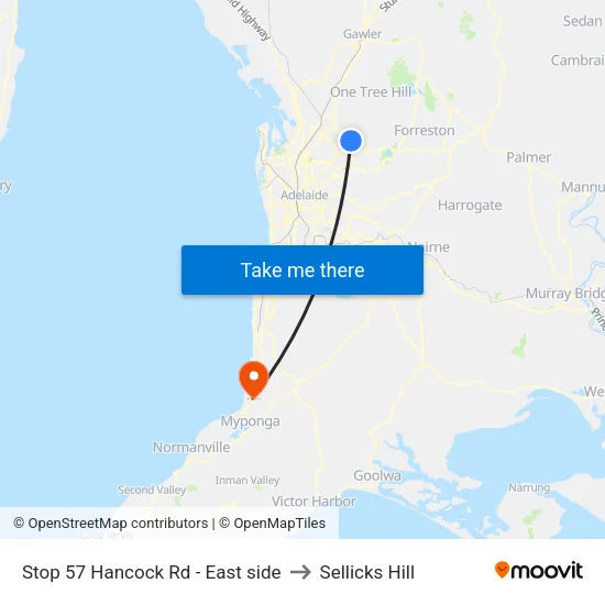 Stop 57 Hancock Rd - East side to Sellicks Hill map