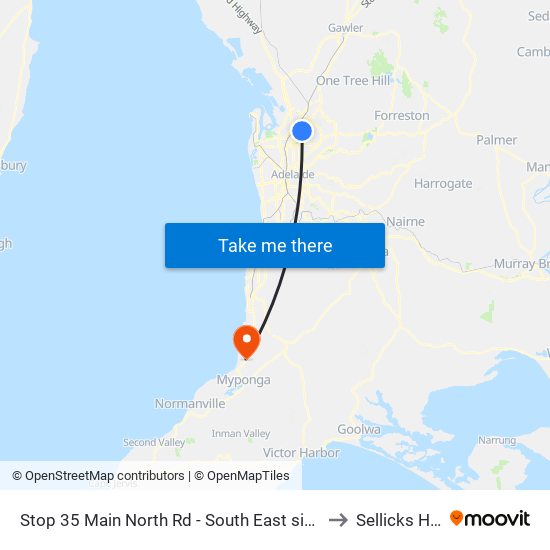 Stop 35 Main North Rd - South East side to Sellicks Hill map