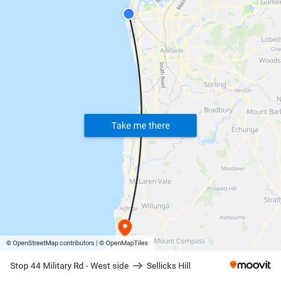 Stop 44 Military Rd - West side to Sellicks Hill map