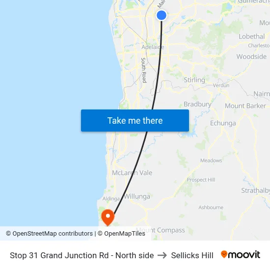 Stop 31 Grand Junction Rd - North side to Sellicks Hill map