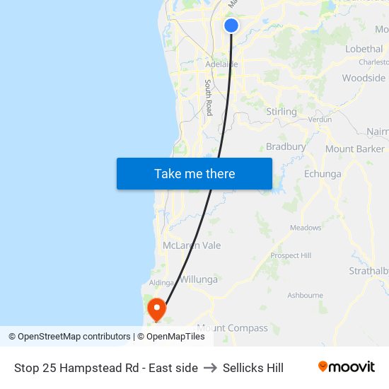 Stop 25 Hampstead Rd - East side to Sellicks Hill map