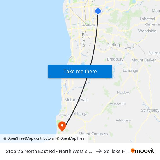 Stop 25 North East Rd - North West side to Sellicks Hill map