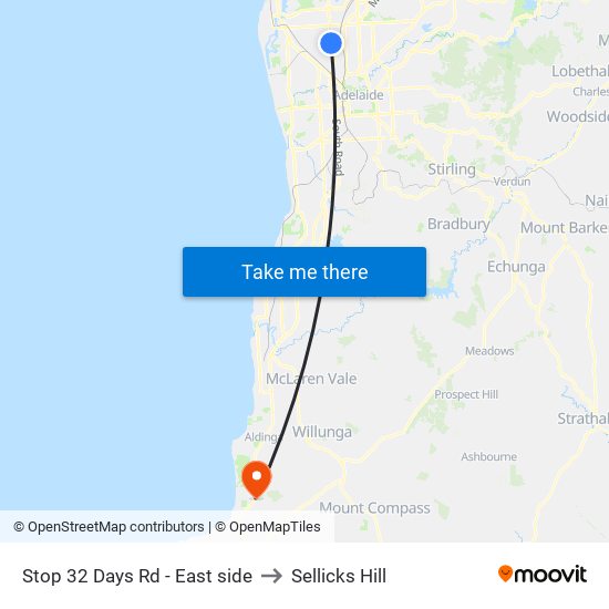 Stop 32 Days Rd - East side to Sellicks Hill map