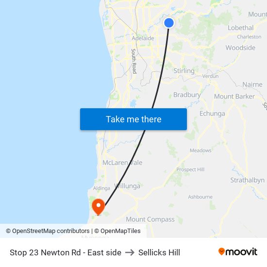 Stop 23 Newton Rd - East side to Sellicks Hill map