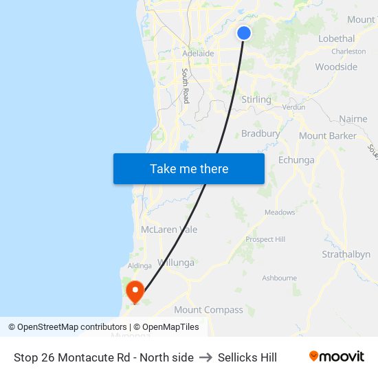 Stop 26 Montacute Rd - North side to Sellicks Hill map