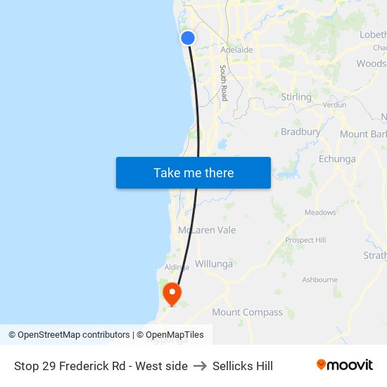 Stop 29 Frederick Rd - West side to Sellicks Hill map