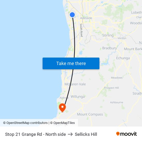 Stop 21 Grange Rd - North side to Sellicks Hill map