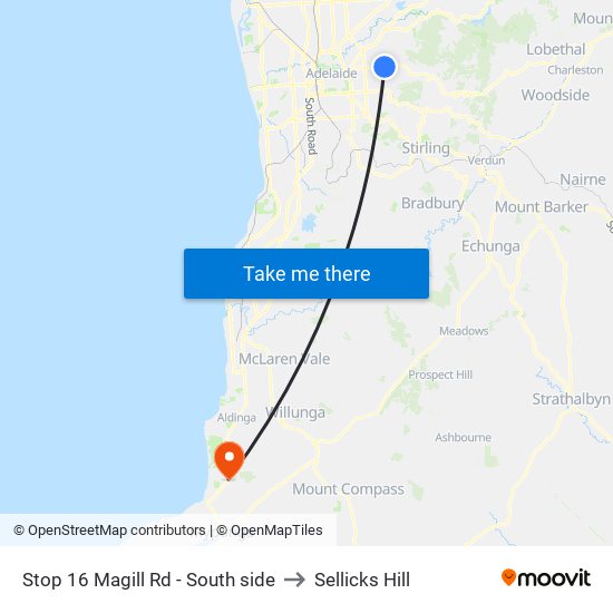 Stop 16 Magill Rd - South side to Sellicks Hill map