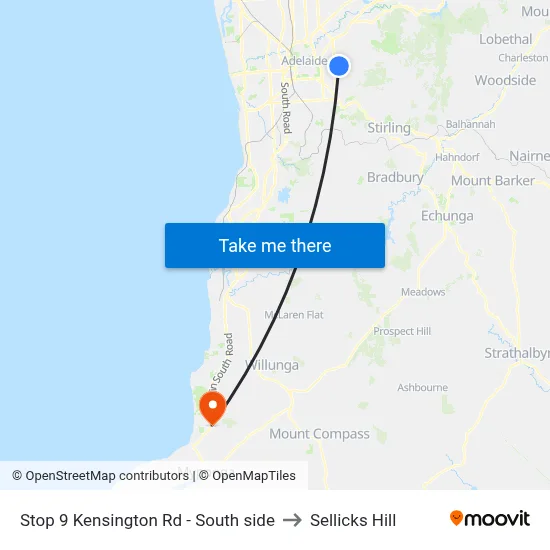Stop 9 Kensington Rd - South side to Sellicks Hill map