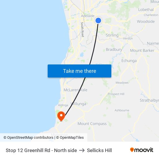 Stop 12 Greenhill Rd - North side to Sellicks Hill map