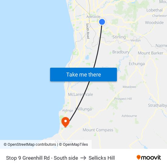 Stop 9 Greenhill Rd - South side to Sellicks Hill map