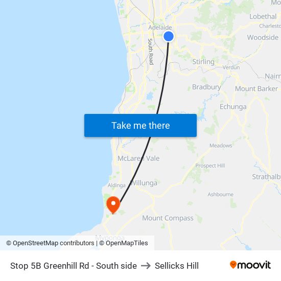 Stop 5B Greenhill Rd - South side to Sellicks Hill map