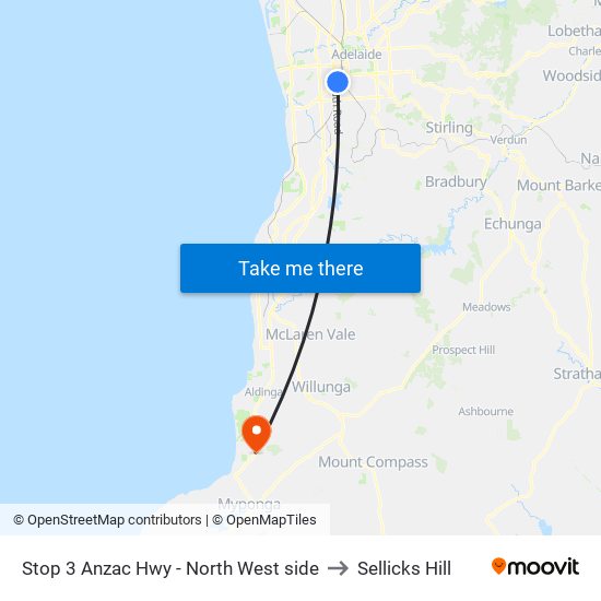 Stop 3 Anzac Hwy - North West side to Sellicks Hill map