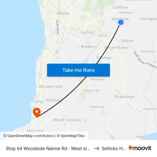 Stop 64 Woodside Nairne Rd - West side to Sellicks Hill map