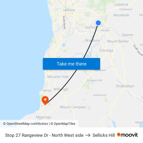 Stop 27 Rangeview Dr - North West side to Sellicks Hill map