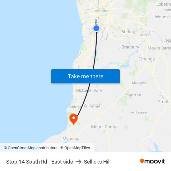 Stop 14 South Rd - East side to Sellicks Hill map