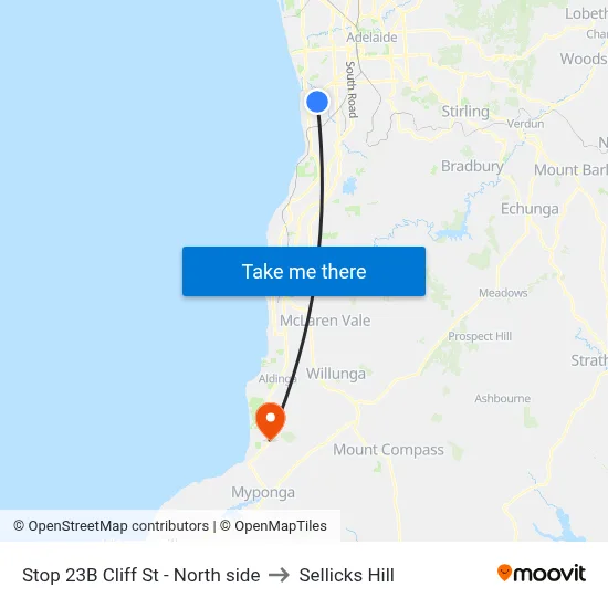 Stop 23B Cliff St - North side to Sellicks Hill map