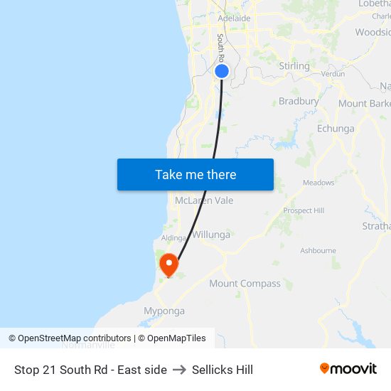 Stop 21 South Rd - East side to Sellicks Hill map