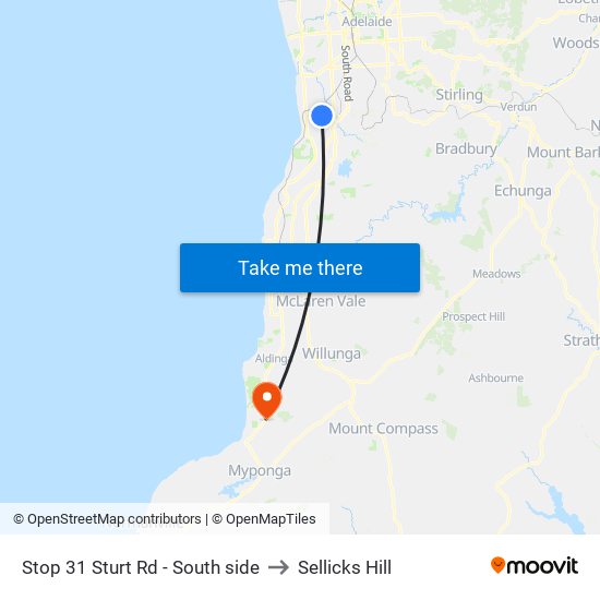 Stop 31 Sturt Rd - South side to Sellicks Hill map