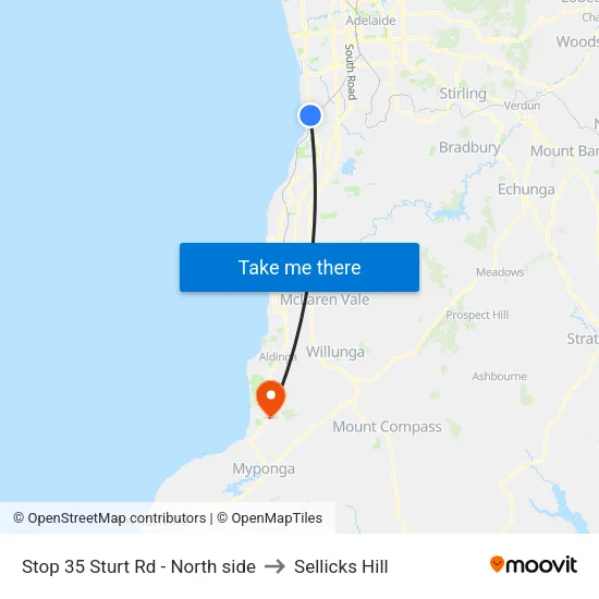 Stop 35 Sturt Rd - North side to Sellicks Hill map