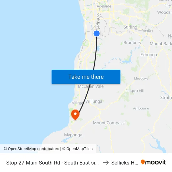 Stop 27 Main South Rd - South East side to Sellicks Hill map