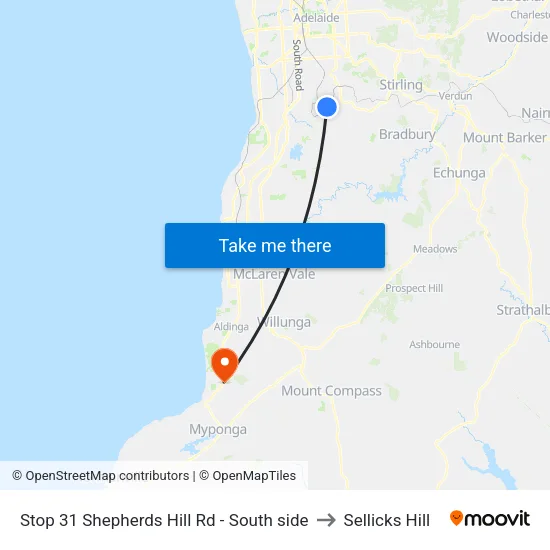 Stop 31 Shepherds Hill Rd - South side to Sellicks Hill map