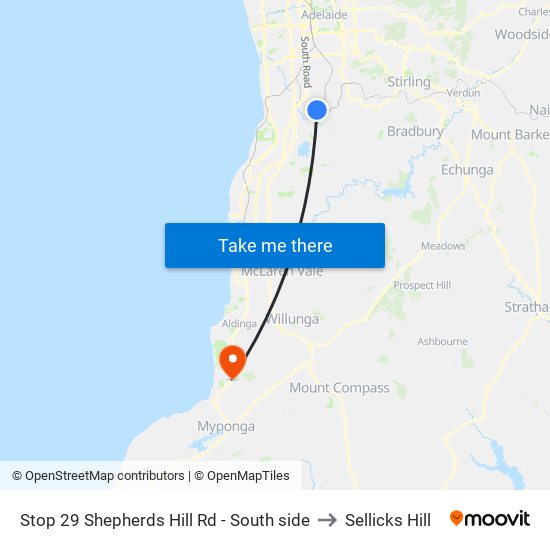 Stop 29 Shepherds Hill Rd - South side to Sellicks Hill map