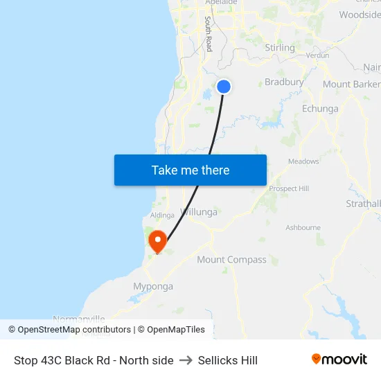 Stop 43C Black Rd - North side to Sellicks Hill map