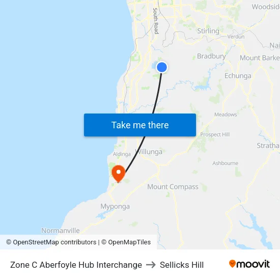 Zone C Aberfoyle Hub Interchange to Sellicks Hill map