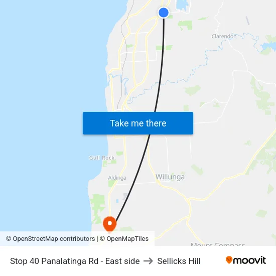 Stop 40 Panalatinga Rd - East side to Sellicks Hill map