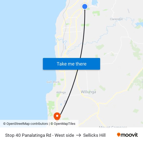 Stop 40 Panalatinga Rd - West side to Sellicks Hill map