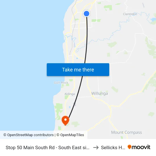 Stop 50 Main South Rd - South East side to Sellicks Hill map