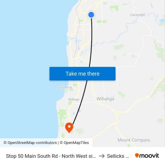Stop 50 Main South Rd - North West side to Sellicks Hill map