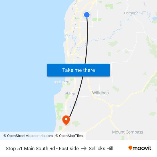 Stop 51 Main South Rd - East side to Sellicks Hill map