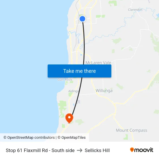 Stop 61 Flaxmill Rd - South side to Sellicks Hill map