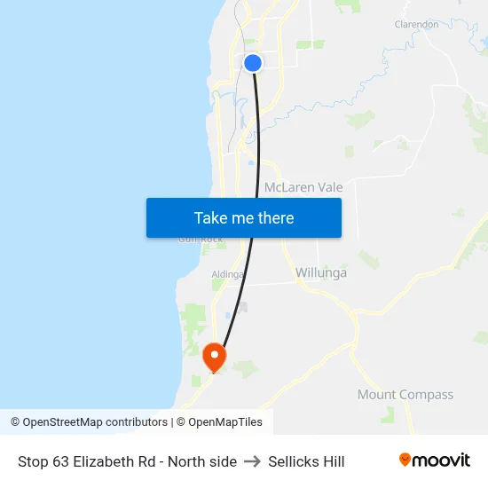 Stop 63 Elizabeth Rd - North side to Sellicks Hill map