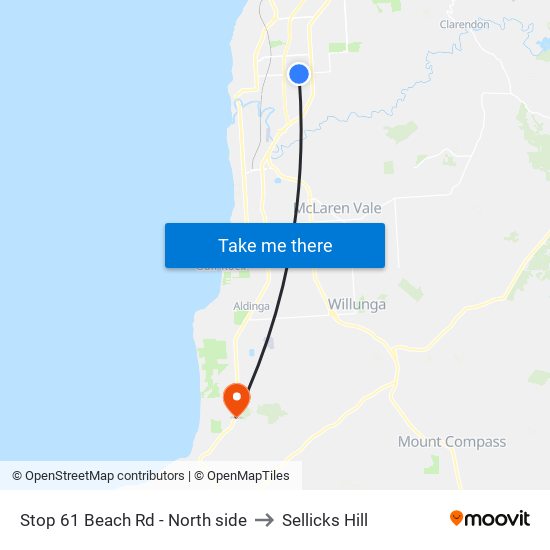 Stop 61 Beach Rd - North side to Sellicks Hill map